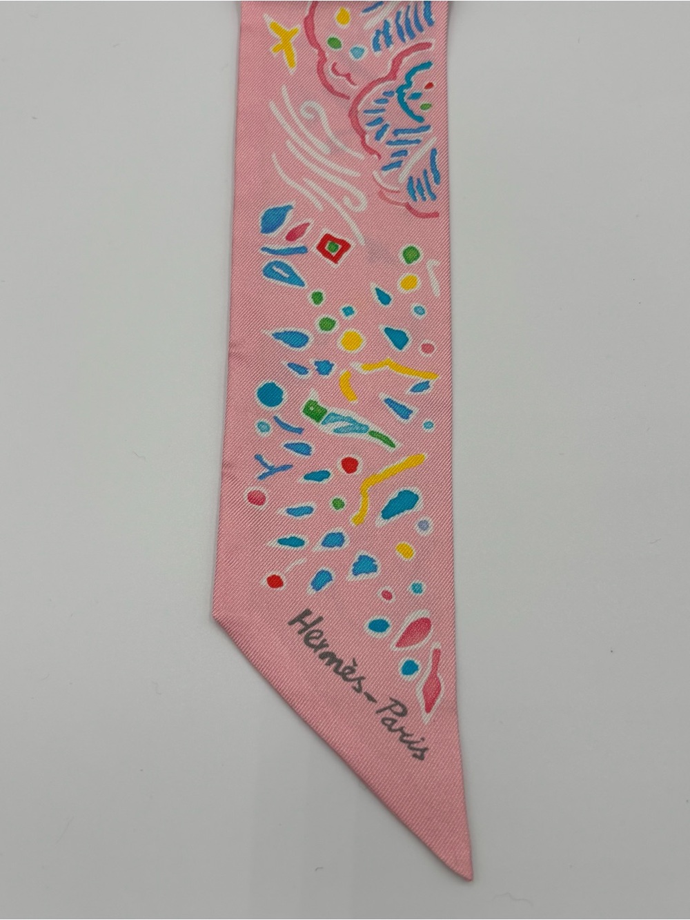 Hermes Sea Surf & Fun Twilly Silk Scarf Rose Menthol Vermillion Pink Multicolor - Picture 4 of 6